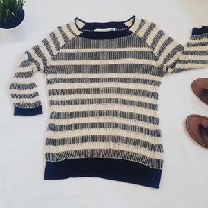Anthropologie Black and Cream Open Knit Sweater